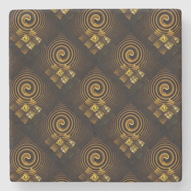 Gold Modern Boho Elegantes abstraktes Kunstmuster  Steinuntersetzer (Vorderseite)