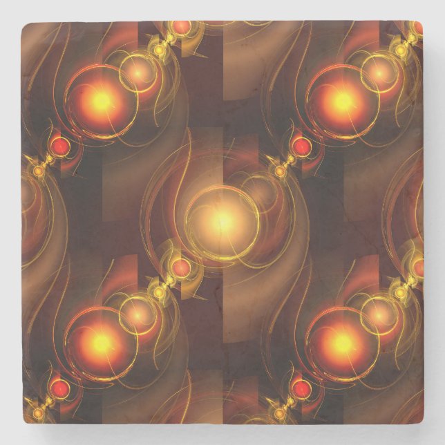 Gold Modern Boho Elegantes abstraktes Kunstmuster  Steinuntersetzer (Vorderseite)
