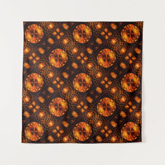 Gold Modern Boho Elegantes abstraktes Kunstmuster  Wandteppich (Vorderseite)