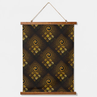 Gold Modern Boho Elegantes abstraktes Kunstmuster Wandteppich Mit Holzrahmen
