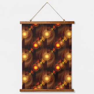 Gold Modern Boho Elegantes abstraktes Kunstmuster Wandteppich Mit Holzrahmen
