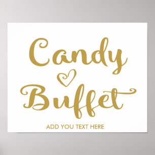 Gold Modern Calligraphy Candy Buffet Print Poster