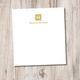 Gold Modern Chic Trendy Monogram Name Stationery Notizblock