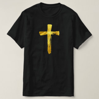 Gold Modern Cross - Christliches religiöses Crucif T-Shirt