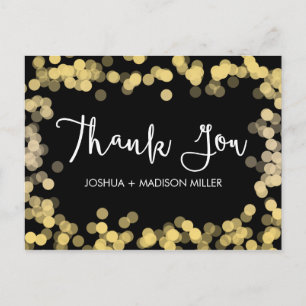 Gold Modern Elegante Wedding Danke Postcard Postkarte