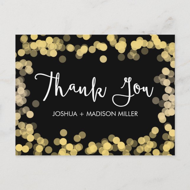 Gold Modern Elegante Wedding Danke Postcard Postkarte (Vorderseite)