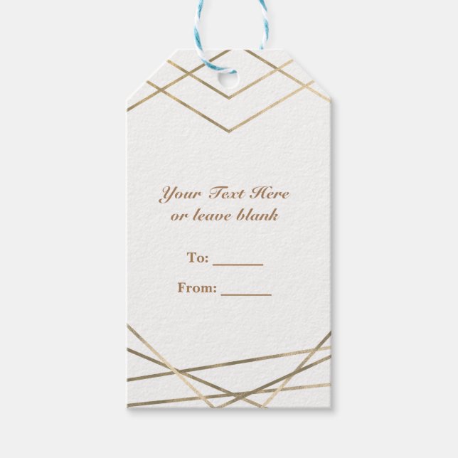 Gold Modern Geometric Lines Glam Gastgeschenk Geschenkanhänger (Vorderseite)