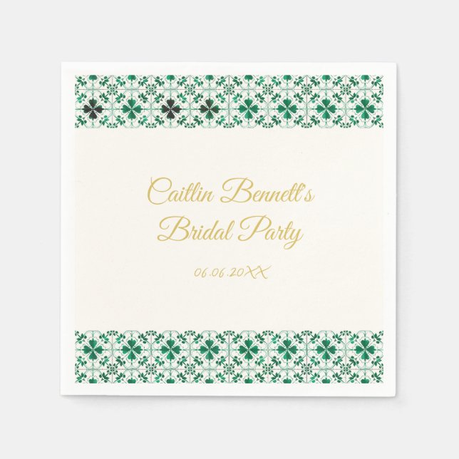 Gold Modern Green St. Patrick's Day Baby Shower Serviette (Vorderseite)