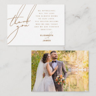 Gold Modern Minimal Foto Hochzeit Dankeschön Card Mitteilungskarte