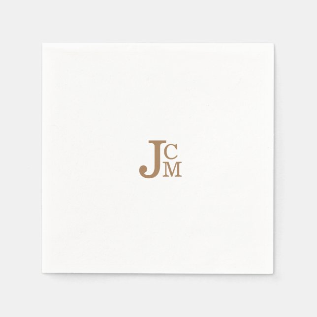 Gold Modern Monogram Wedding Cocktail Napkins Serviette (Vorderseite)