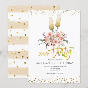 Gold Modern Prost zum Dreißigsten Einladung