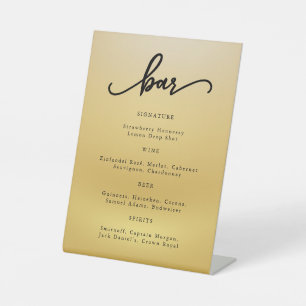 Gold Modern Script Wedding Cocktail Bar Sign Sockelschild
