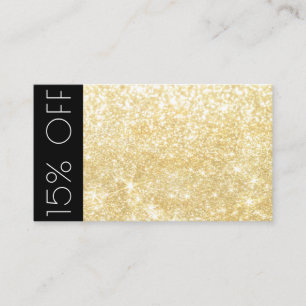 Gold Modern Shimmer und Sparkle Discount 15% Card Visitenkarte