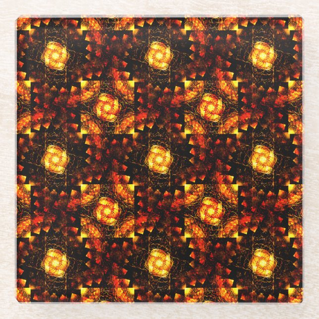 Gold Moderne Boho Elegante Abstrakte Kunst Muster  Glasuntersetzer (Vorderseite)