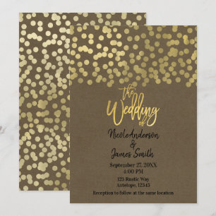 Gold Moderne Chic Rustikale Kraft Chic Hochzeit Einladung