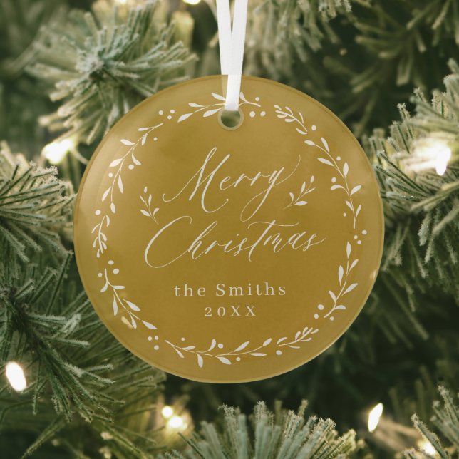 Gold Moderne Drehbuch Mercury Weihnachts-Weihnacht Ornament Aus Glas (InSitu)