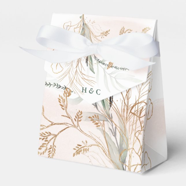 Gold Moderne Eukalyptus Abstrakte Grünpflanzen Fun Geschenkschachtel (Vorderseite)