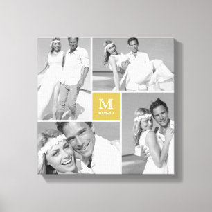 Gold Moderne Gitter Monogramm Hochzeit 4 Foto Coll Leinwanddruck