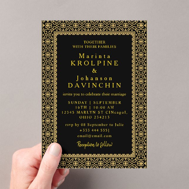 gold Moderne Hochzeitsakryllische Einladungen (Insitu (Handheld))