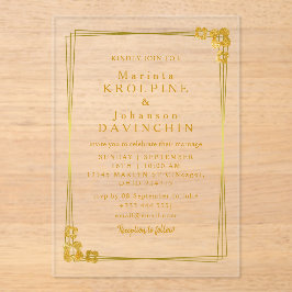 gold Moderne Hochzeitsakryllische Einladungen