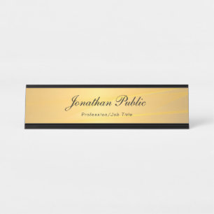 Gold Moderne Kalligrafie Text Name Template Elegan Schreibtischnamensplakette