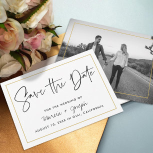 Gold Moderne kalligrafische Hochzeit Save The Date