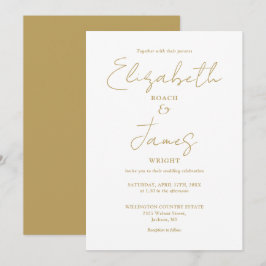 Gold Moderne Minimalistische, elegante Script-Hoch Einladung