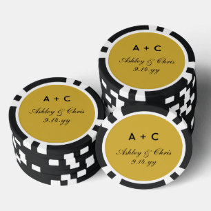 Gold Moderne Personalisierte Hochzeitsempfehlung G Pokerchips