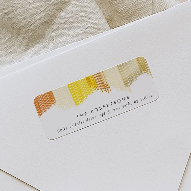 Gold Moderne Rücksendeadressen-Aufkleber (Gold and yellow modern fringe return address labels.)