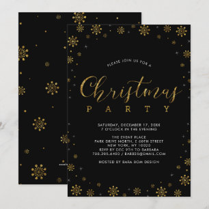Gold Moderne Schneeflocken Weihnachtsdinner-Part Einladung