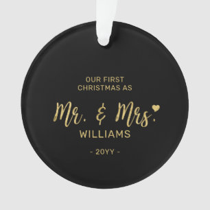 Gold Moderne Schrift Mr. & Mrs. Ornament