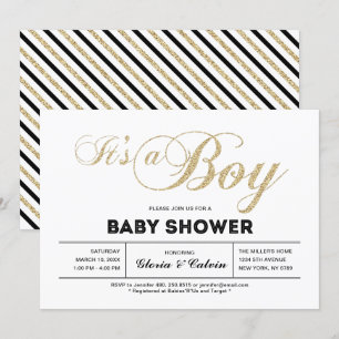 Gold   Moderne Typografie It's a Boy Baby Shower Einladung