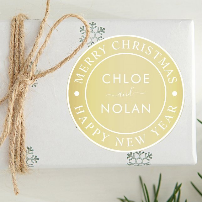 Gold Moderne Weihnachtsfeiertage im benutzerdefini Runder Aufkleber (Von Creator hochgeladen)