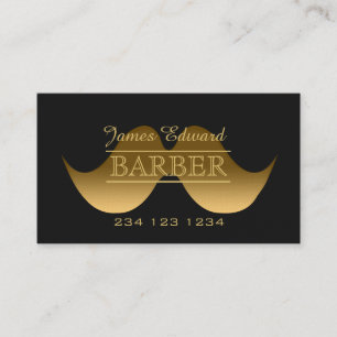 Gold Moderner Gentleman Mustache Barber Men Salon Visitenkarte