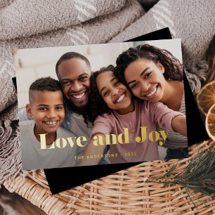 Gold Moderner Text und Foto Liebe und Freude Folien Feiertagskarte