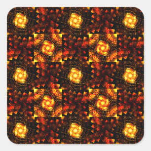 Gold Modernes Boho Elegantes Abstrakte Kunstmuster Quadratischer Aufkleber