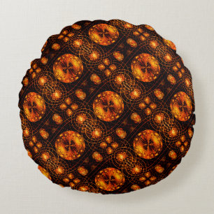 Gold Modernes Boho Elegantes Abstrakte Kunstmuster Rundes Kissen