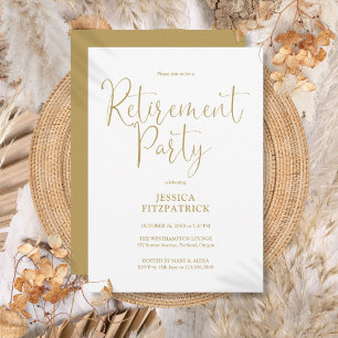 Gold Modernes, elegantes Script Retirement Party Einladung