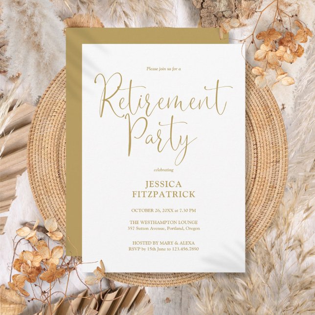 Gold Modernes, elegantes Script Retirement Party Einladung (Gold Modern Elegant Script Retirement Party Invitation
)