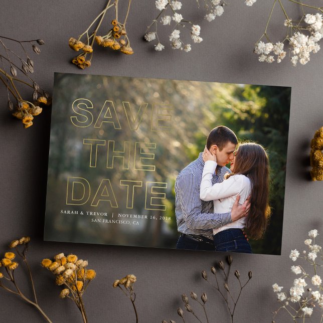 Gold Modernes Foto Hochzeit retten Datum Save The Date (Von Creator hochgeladen)