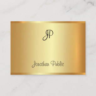 Gold Modernes, handgeschriebenes Monogram Script Visitenkarte
