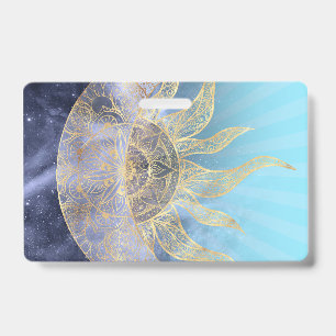 Gold Mond Sonne Mandala Himmelsdesign Ausweis