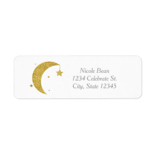 Gold Mond & Sterne Baby Shower Weiße Einladung