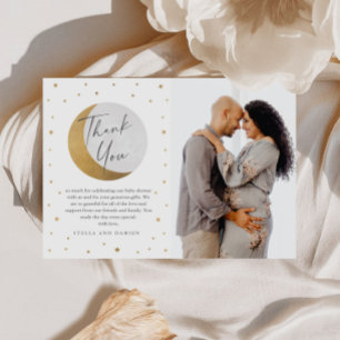 Gold Mond & Sterne Foto Baby Shower Dankeskarten Dankeskarte