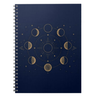Gold Mondphasen Astronomie Spiralblock Notizblock