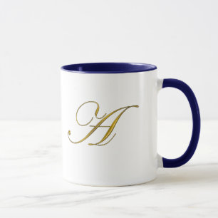 Gold Monogram A Coffee Mugs Tasse