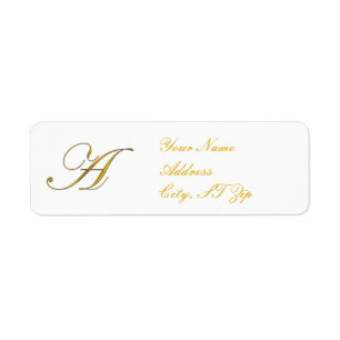 Gold Monogram A Rücksendeadressen-Aufkleber