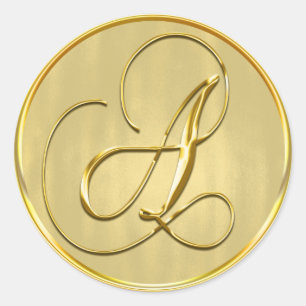 Gold Monogram A Siegel Wedding Invitation Holiday Runder Aufkleber