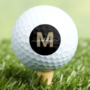 Gold Monogram Anfangsbuchstabe Name Personalisiert Golfball