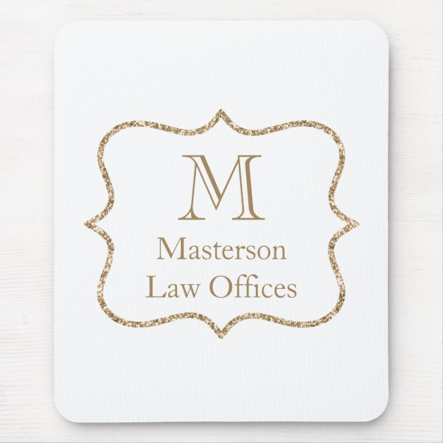 Gold Monogram Anfangsname White Gold Trendy Mousepad (Vorne)